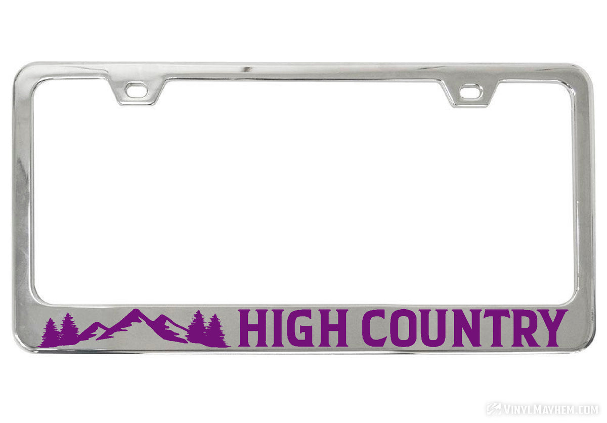 High Country chrome license plate frame