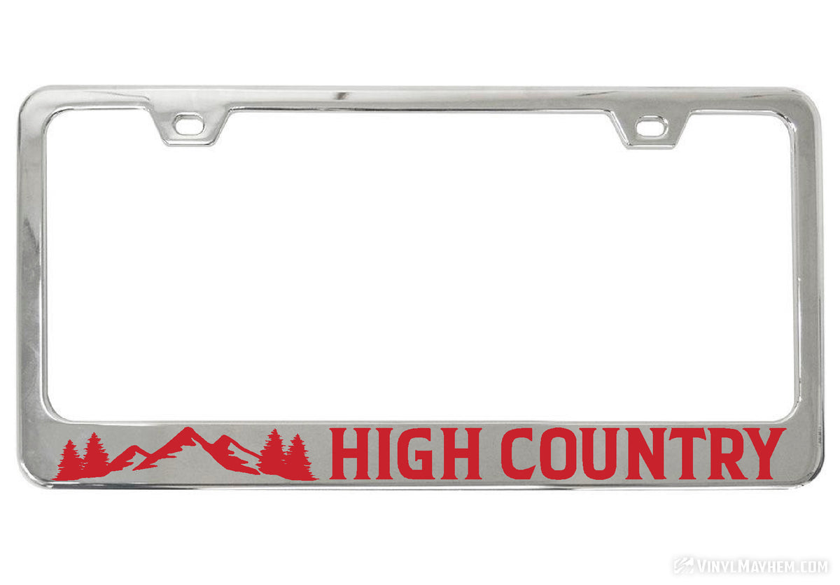 High Country chrome license plate frame