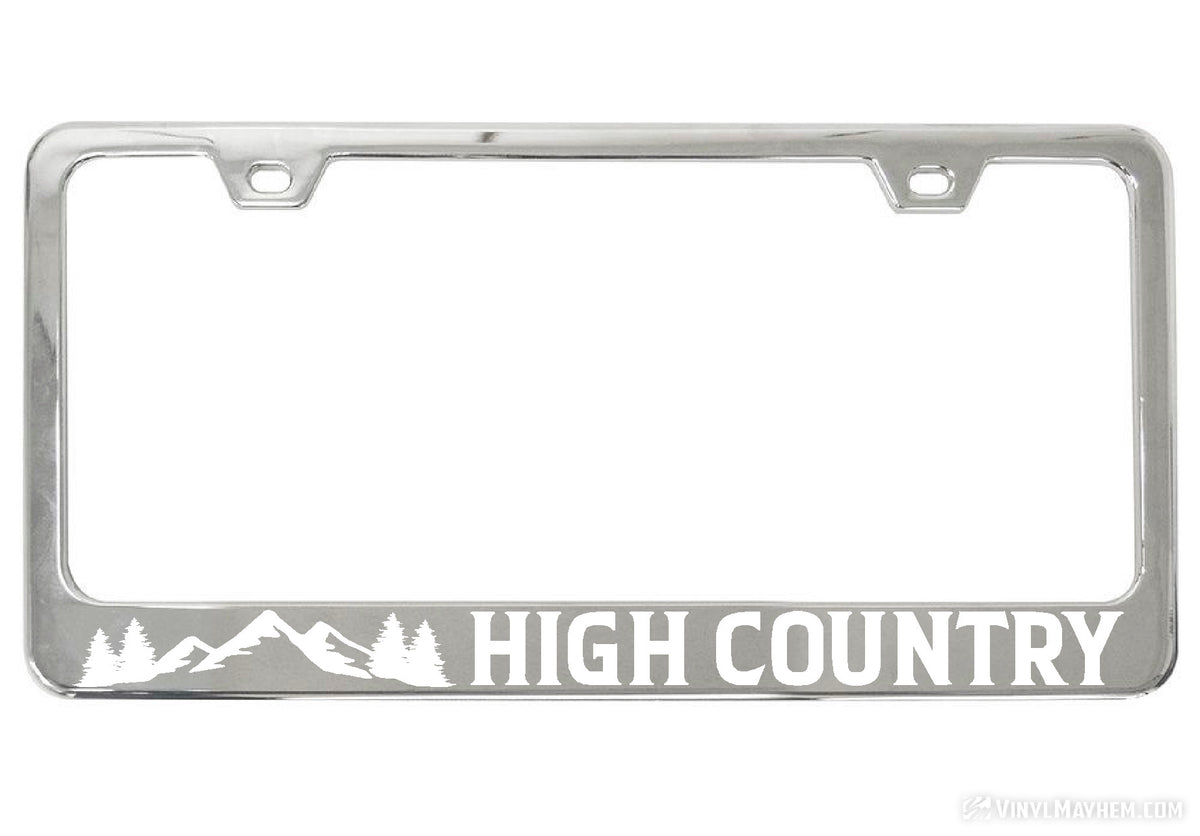High Country chrome license plate frame