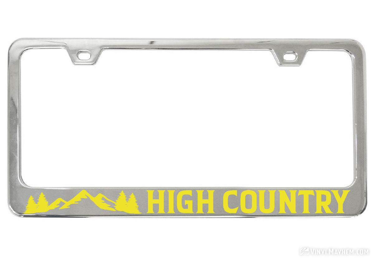 High Country chrome license plate frame