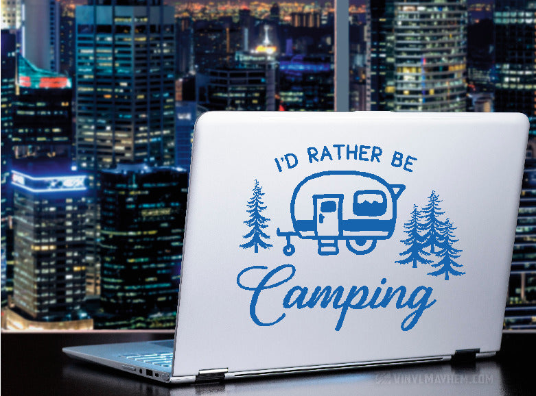 I&#39;d Rather Be Camping RV Trailer vinyl sticker