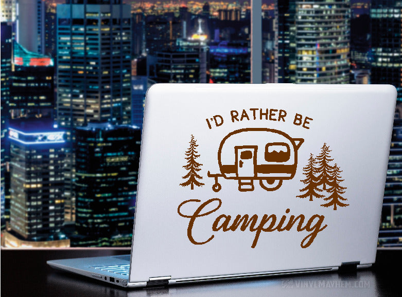 I&#39;d Rather Be Camping RV Trailer vinyl sticker