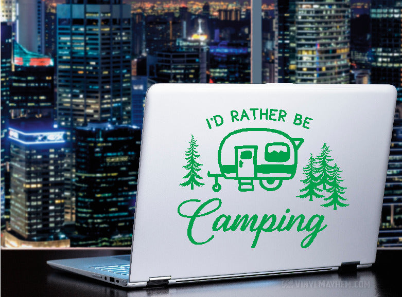 I&#39;d Rather Be Camping RV Trailer vinyl sticker