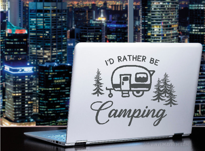 I&#39;d Rather Be Camping RV Trailer vinyl sticker
