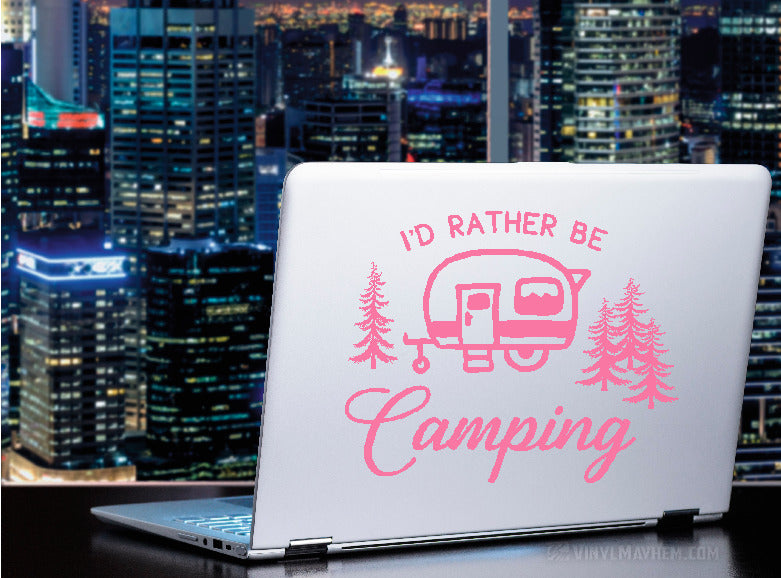 I&#39;d Rather Be Camping RV Trailer vinyl sticker