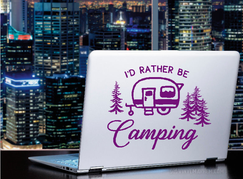 I&#39;d Rather Be Camping RV Trailer vinyl sticker