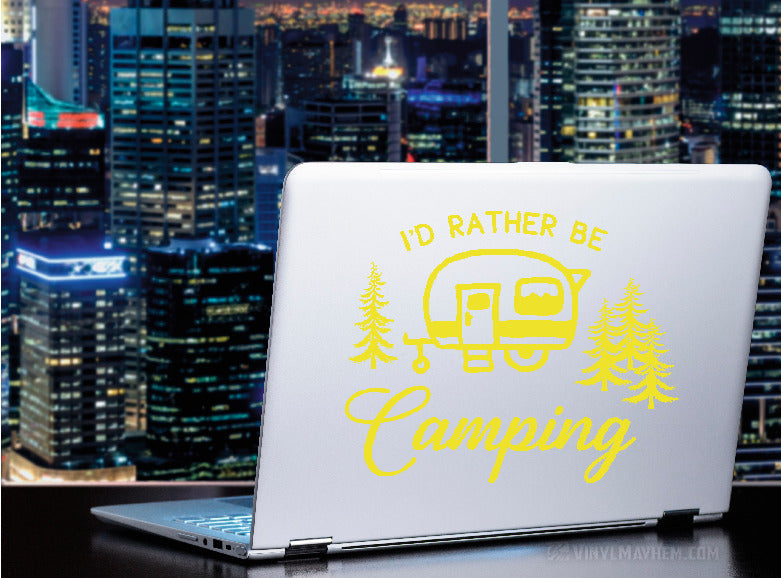 I&#39;d Rather Be Camping RV Trailer vinyl sticker