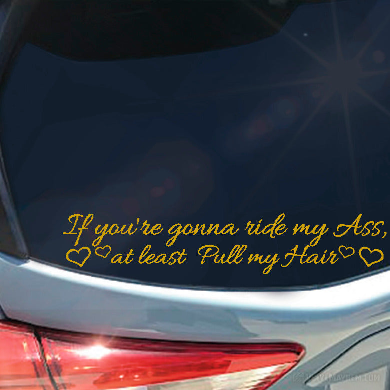 If You&#39;re Gonna Ride My Ass At Least Pull My Hair with hearts vinyl sticker