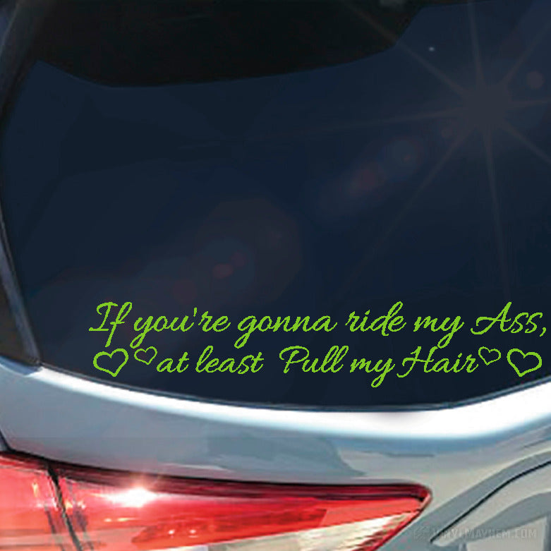 If You&#39;re Gonna Ride My Ass At Least Pull My Hair with hearts vinyl sticker