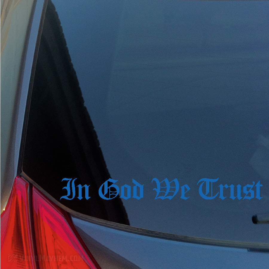 In God We Trust Old English lettering vinyl sticker