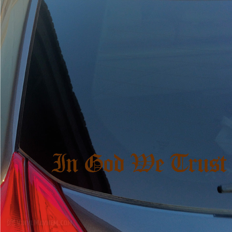 In God We Trust Old English lettering vinyl sticker