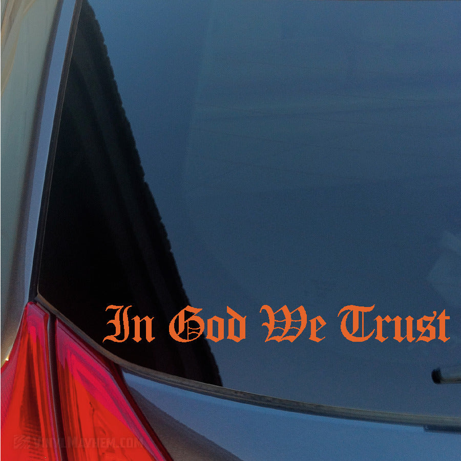 In God We Trust Old English lettering vinyl sticker