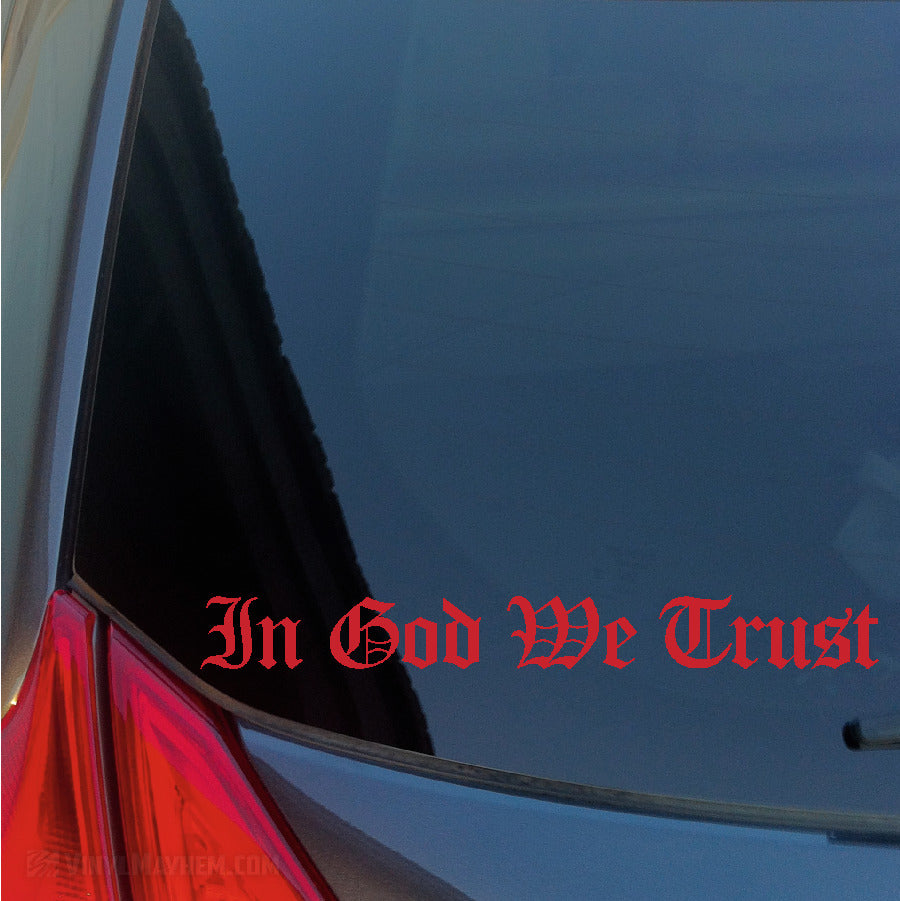 In God We Trust Old English lettering vinyl sticker