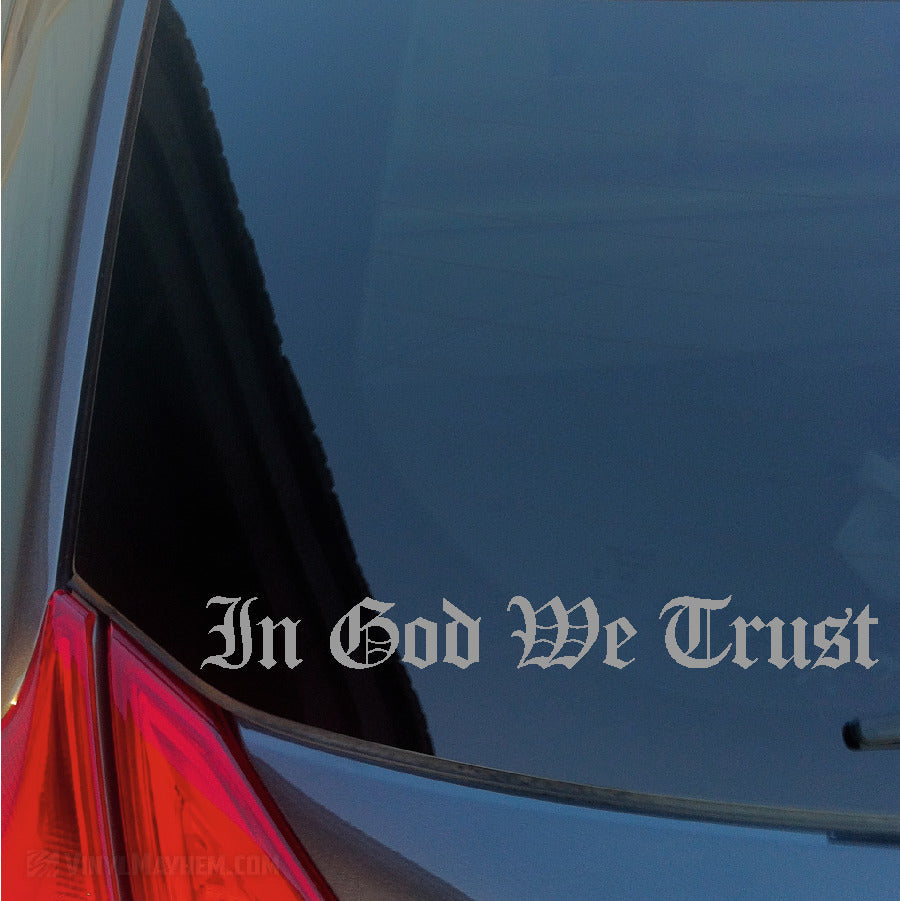 In God We Trust Old English lettering vinyl sticker