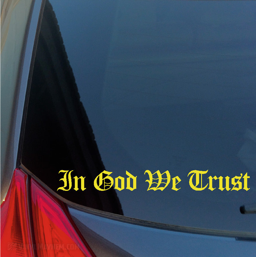 In God We Trust Old English lettering vinyl sticker