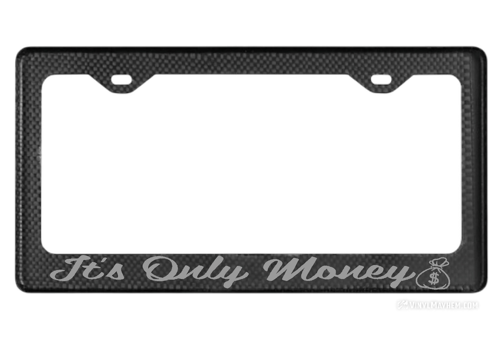 It's Only Money carbon fiber license plate frame