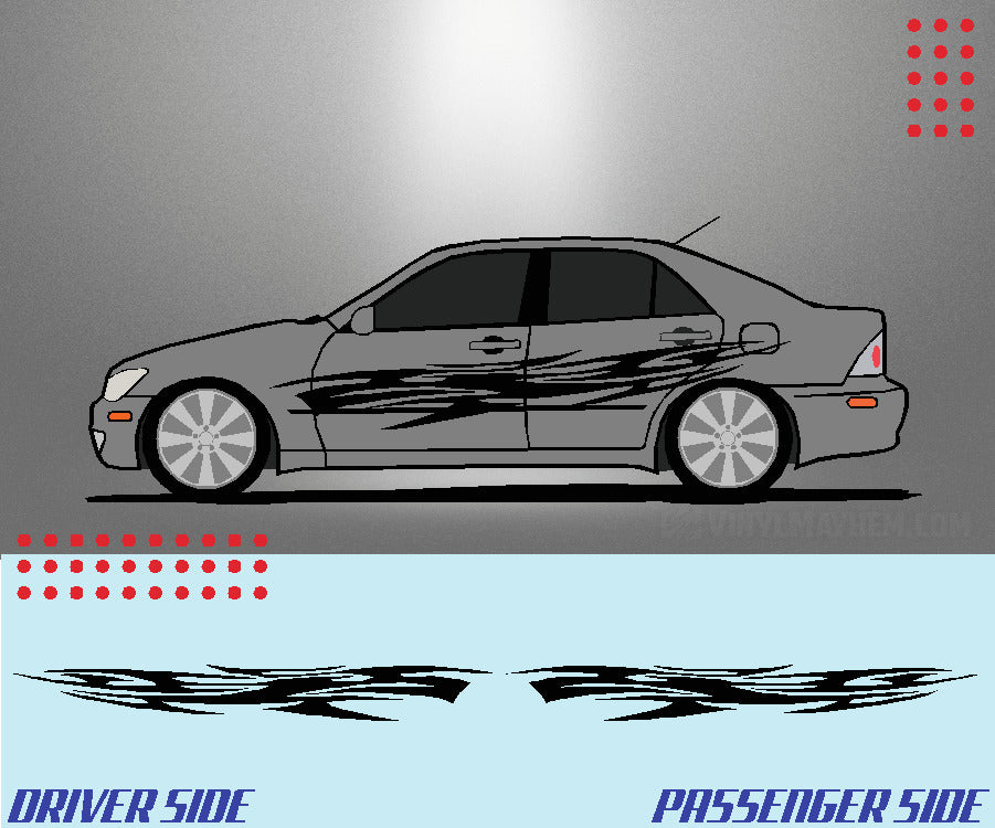 Long tribal flame vinyl graphic kit
