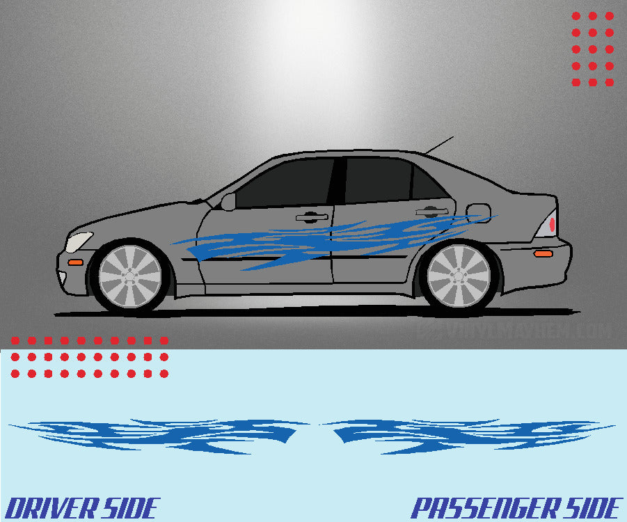 Long tribal flame vinyl graphic kit