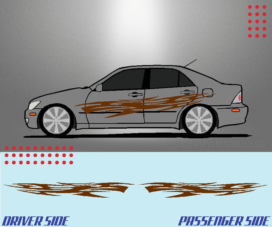 Long tribal flame vinyl graphic kit