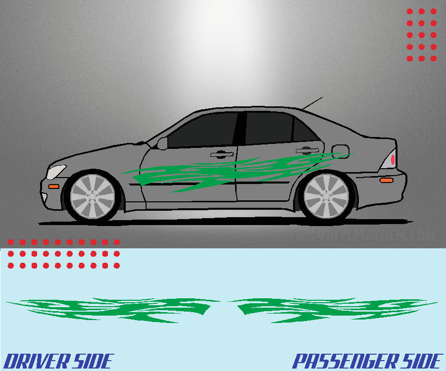 Long tribal flame vinyl graphic kit