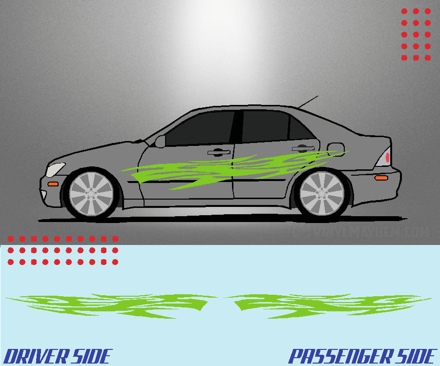 Long tribal flame vinyl graphic kit