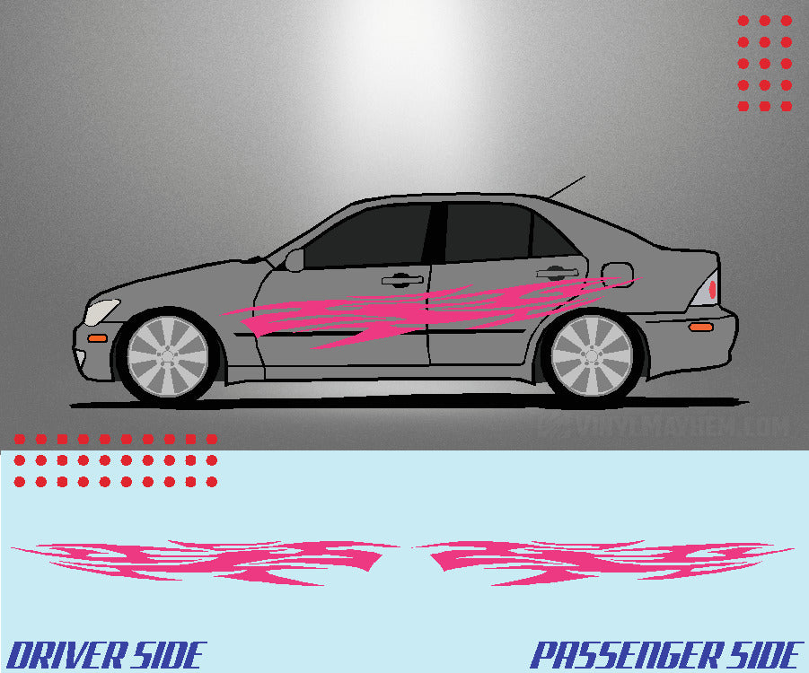 Long tribal flame vinyl graphic kit