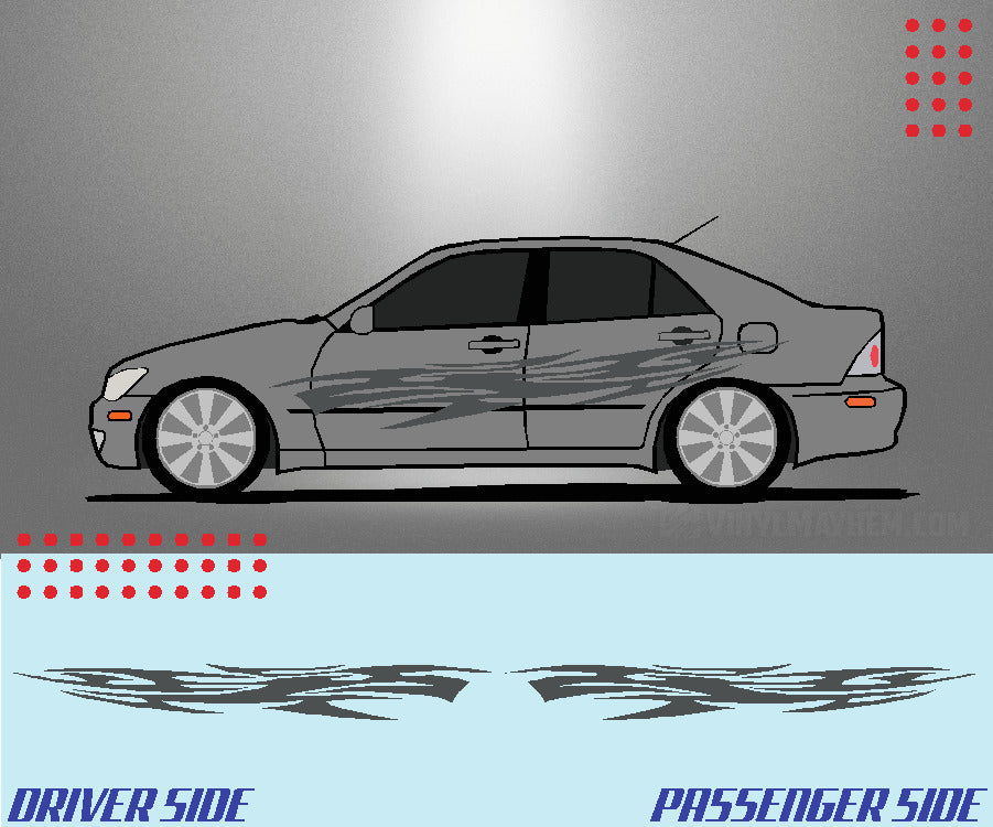Long tribal flame vinyl graphic kit