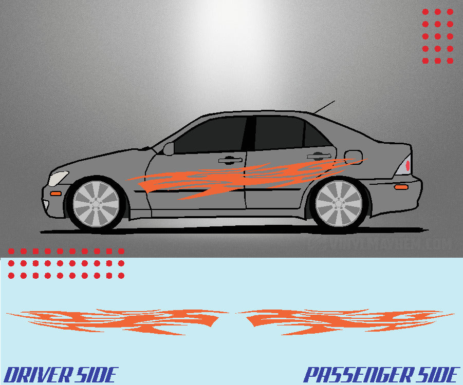 Long tribal flame vinyl graphic kit