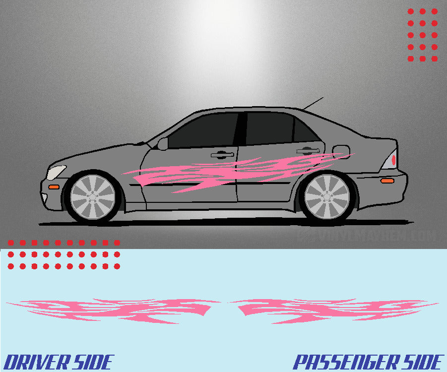 Long tribal flame vinyl graphic kit