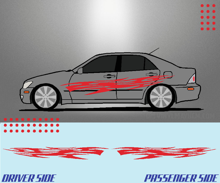 Long tribal flame vinyl graphic kit