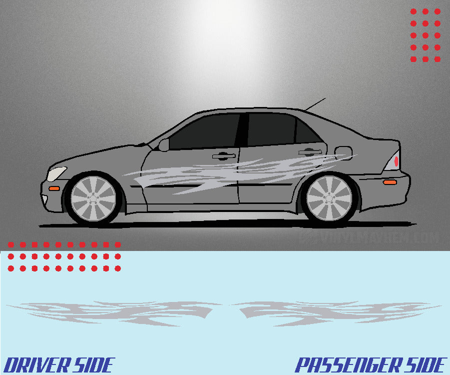 Long tribal flame vinyl graphic kit