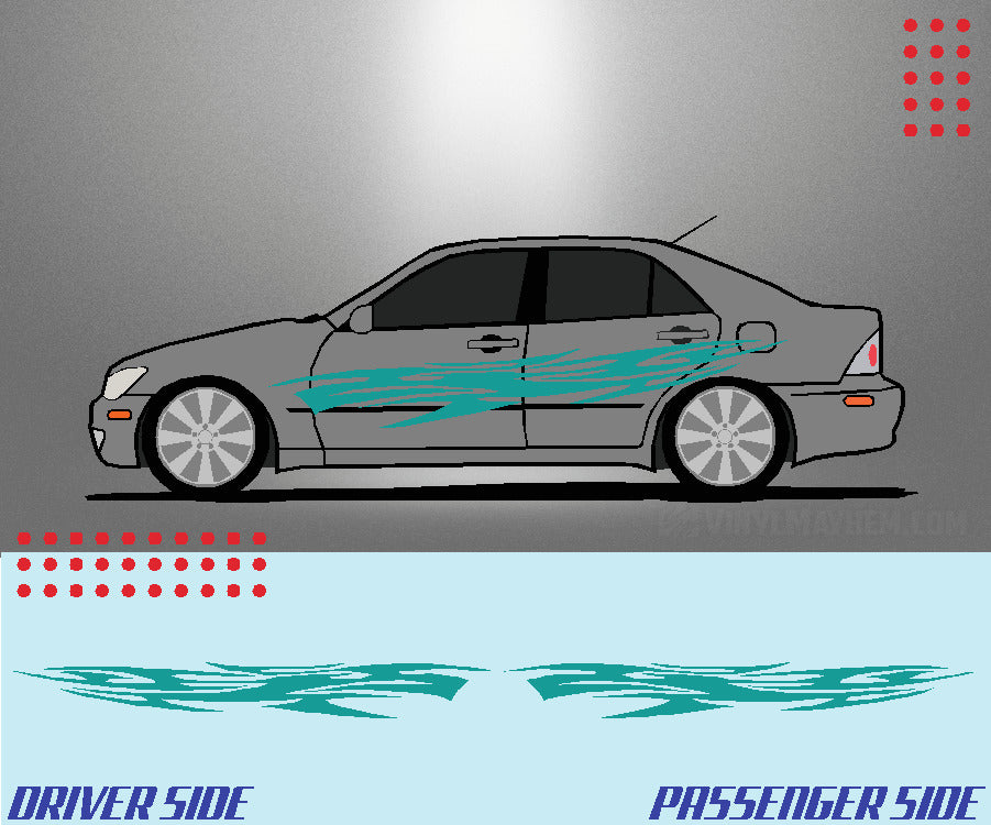 Long tribal flame vinyl graphic kit