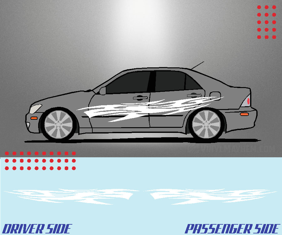 Long tribal flame vinyl graphic kit