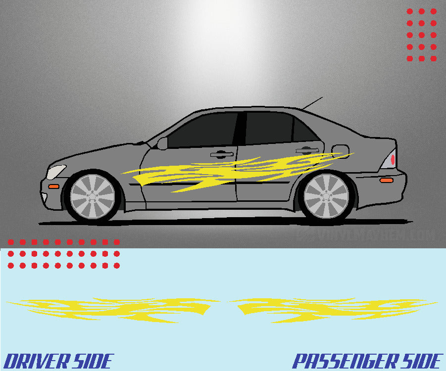 Long tribal flame vinyl graphic kit