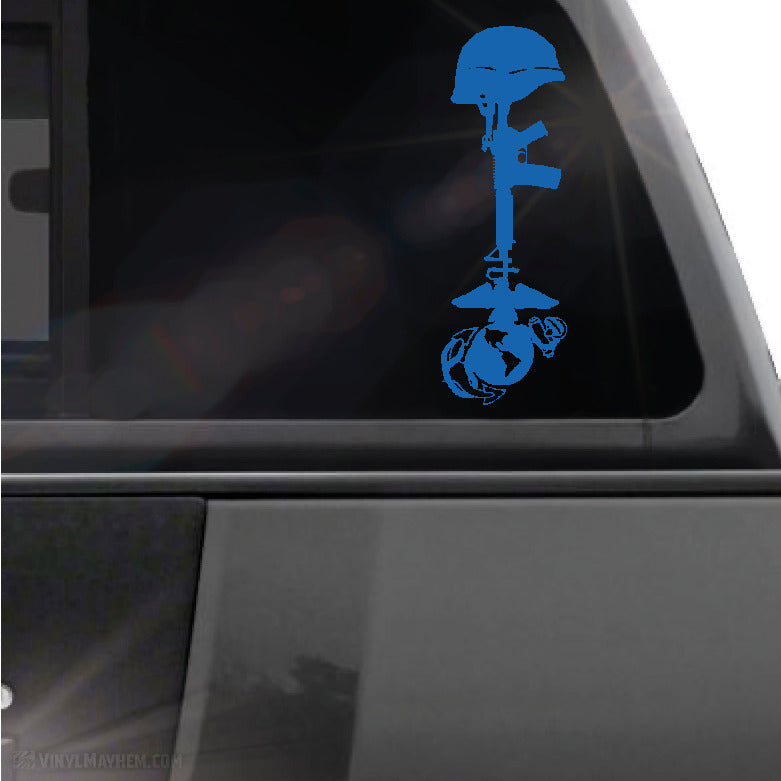 Marines Fallen Soldier Battlefield Cross rifle and EGA vinyl sticker