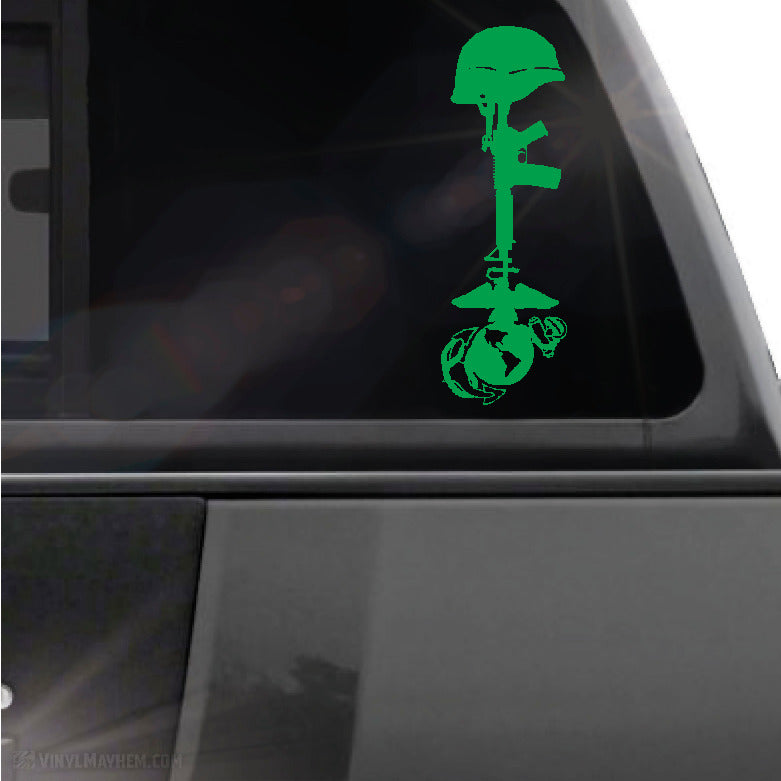 Marines Fallen Soldier Battlefield Cross rifle and EGA vinyl sticker