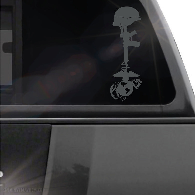 Marines Fallen Soldier Battlefield Cross rifle and EGA vinyl sticker