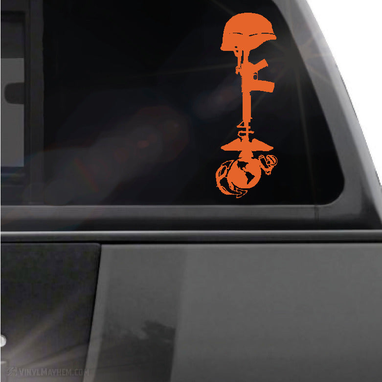 Marines Fallen Soldier Battlefield Cross rifle and EGA vinyl sticker