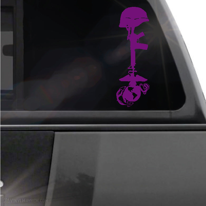 Marines Fallen Soldier Battlefield Cross rifle and EGA vinyl sticker