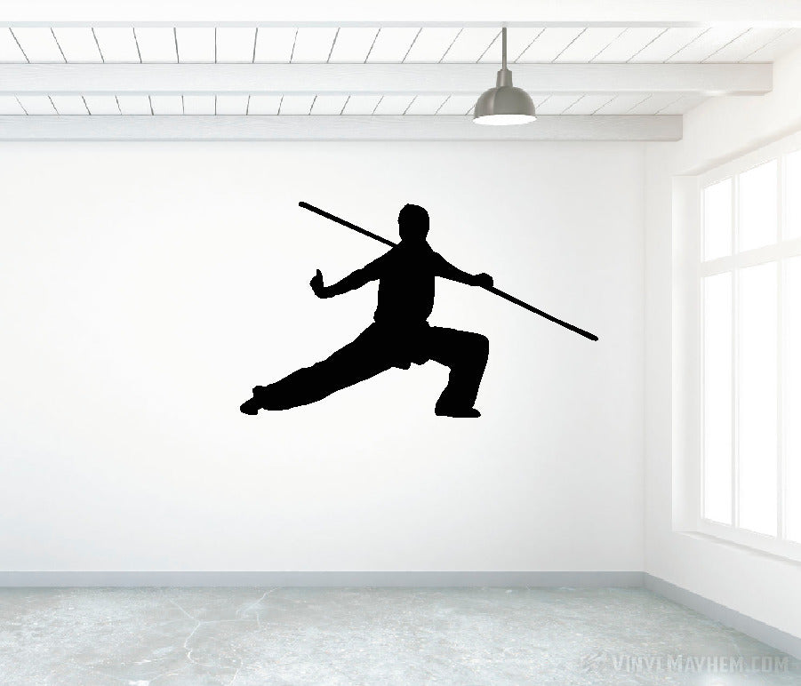 Martial arts bo staff silhouette vinyl sticker