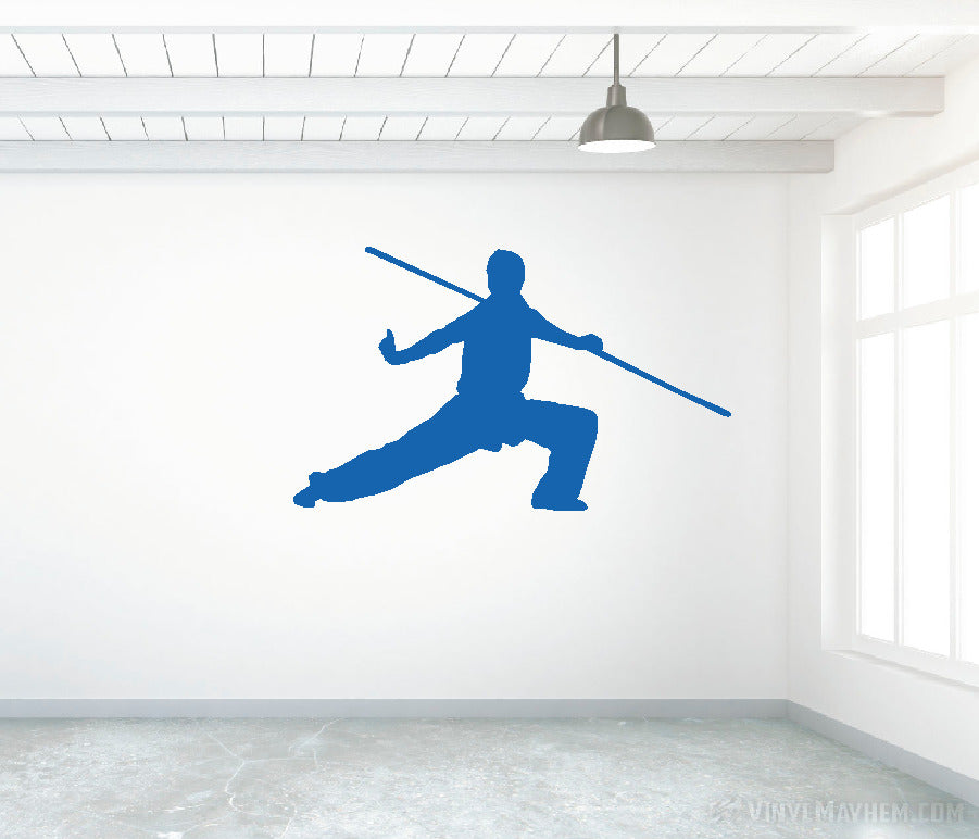 Martial arts bo staff silhouette vinyl sticker