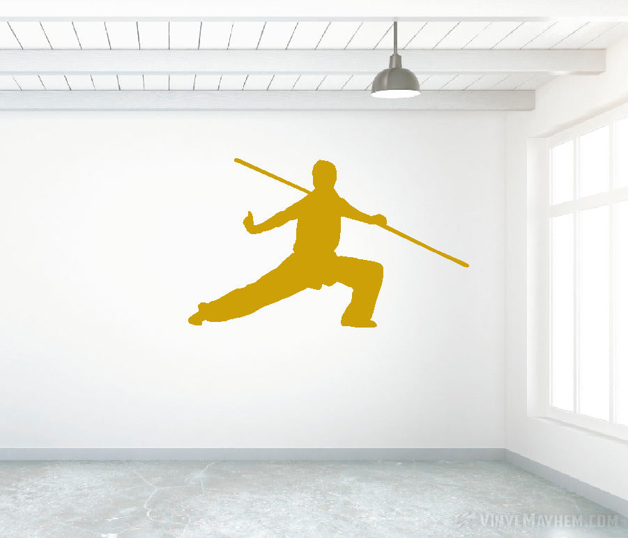 Martial arts bo staff silhouette vinyl sticker