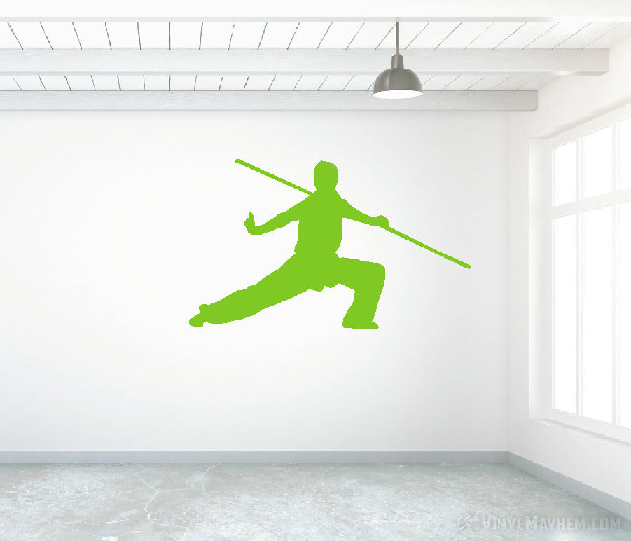 Martial arts bo staff silhouette vinyl sticker