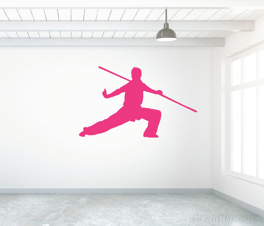 Martial arts bo staff silhouette vinyl sticker