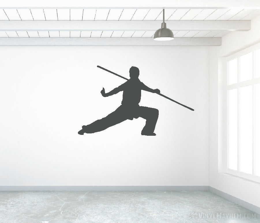 Martial arts bo staff silhouette vinyl sticker