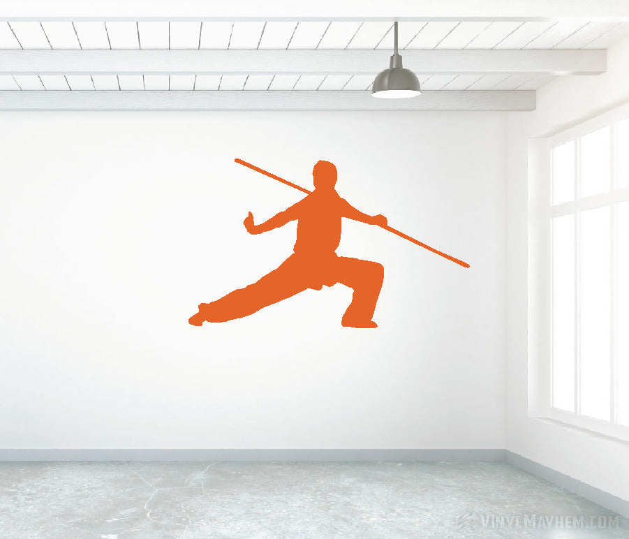 Martial arts bo staff silhouette vinyl sticker