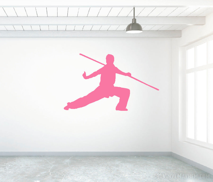 Martial arts bo staff silhouette vinyl sticker