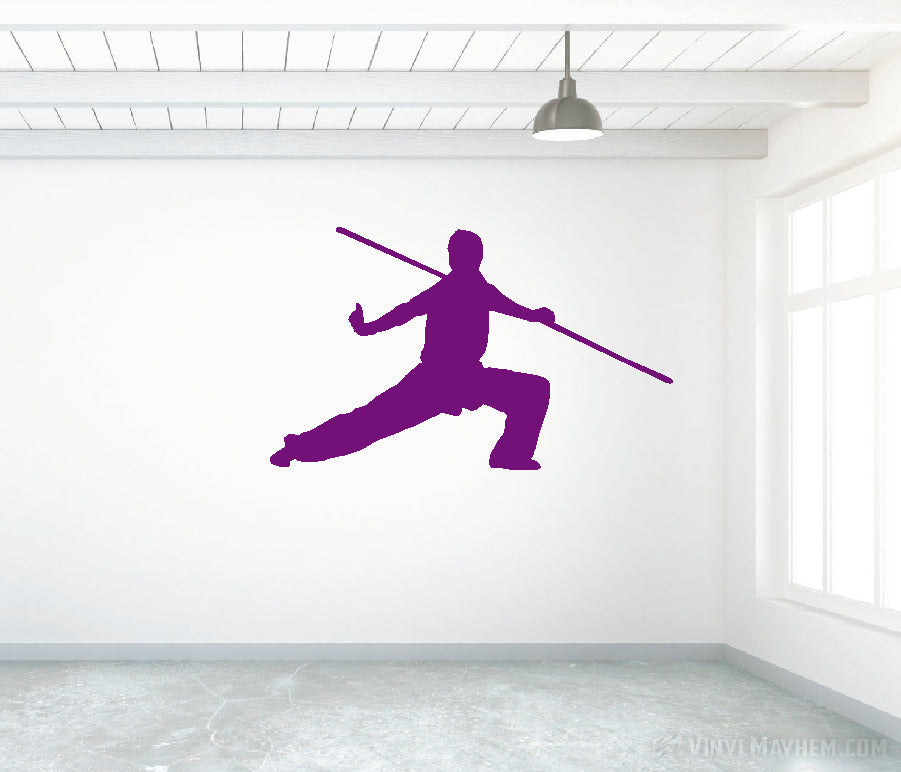 Martial arts bo staff silhouette vinyl sticker