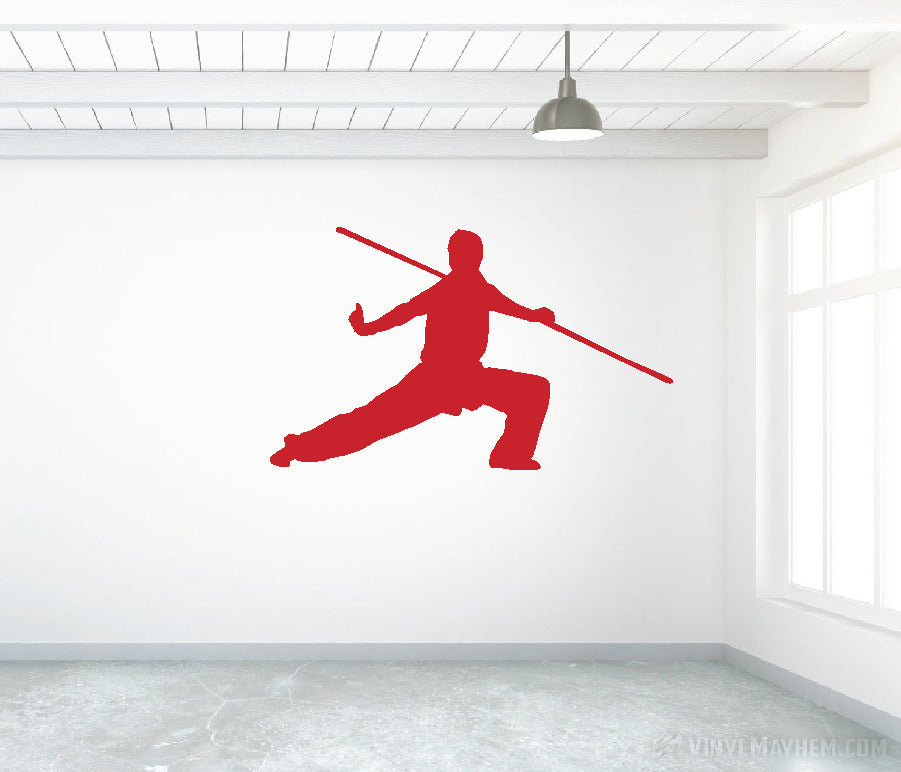 Martial arts bo staff silhouette vinyl sticker