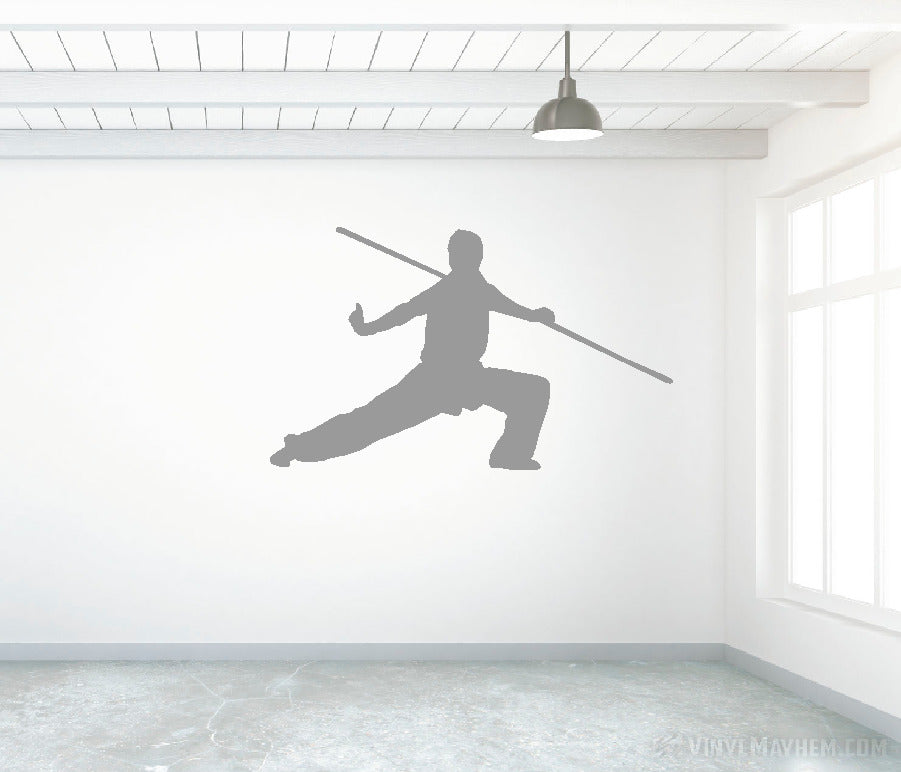 Martial arts bo staff silhouette vinyl sticker